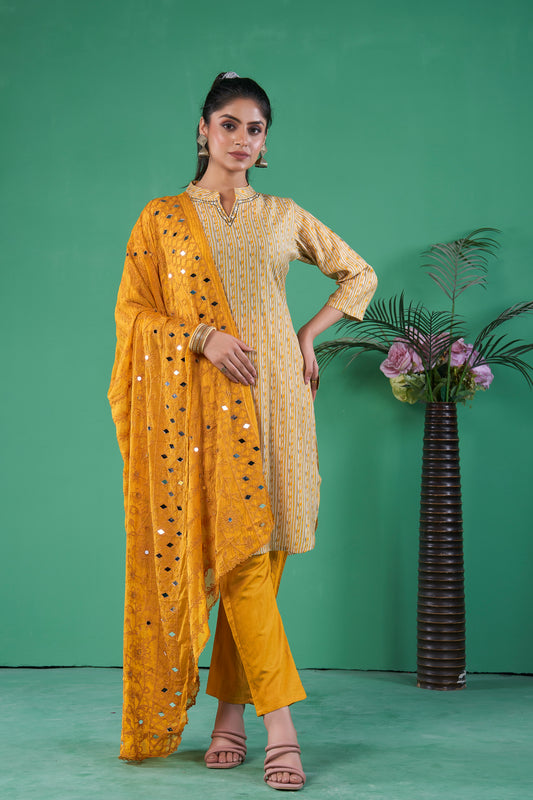 mingora modal silk embroidered kurta pant with mirror touch Dupatta