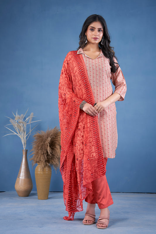 mingora modal silk embroidered kurta pant with mirror touch Dupatta